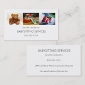 シンプルできれいなベビーシッターの育児の写真のコラージュ 名刺 (正面/裏面)
