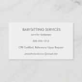 シンプルできれいなベビーシッターの育児の写真のコラージュ 名刺 (裏面)
