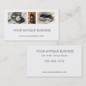 シンプルできれいな骨董屋の写真のコラージュ 名刺 (正面/裏面)