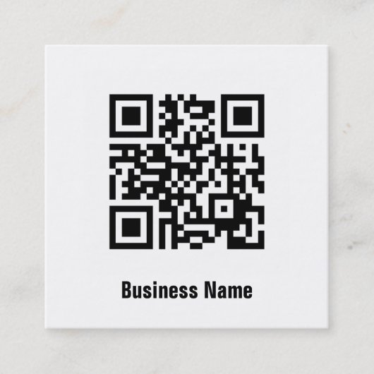 シンプルでエレガントでクラシックな白黒QRコード スクエア名刺 (正面)