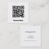 シンプルでエレガントでクラシックな白黒QRコード スクエア名刺 (正面/裏面)