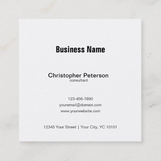 シンプルでエレガントでクラシックな白黒QRコード スクエア名刺 (裏面)