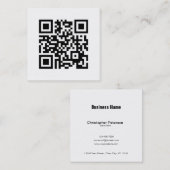シンプルでエレガントでクラシックな白黒QRコード スクエア名刺 (正面/裏面)