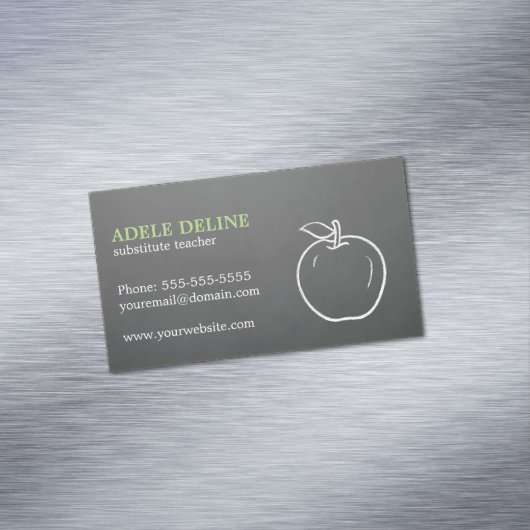 シンプルでエレガントでクールな質の灰色のAppleの先生 マグネット名刺 (インサイチュ)