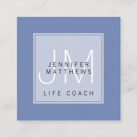 シンプルでエレガントでミニマルでシックなモノグラムの生命コーチ スクエア名刺 (正面)