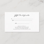 シンプルでエレガントでミニマルな原稿のギフト券 名刺 (裏面)