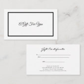シンプルでエレガントでミニマルな原稿のギフト券 名刺 (正面/裏面)