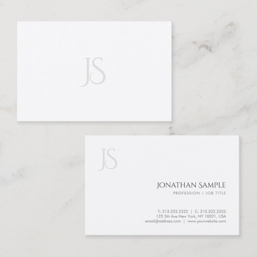 シンプルでエレガントでモダンな最小主義のモノグラムのテンプレート 名刺 (正面/裏面)