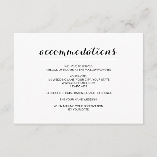 シンプルでエレガントでモダンな結婚式の調節カード エンクロージャーカード (正面)