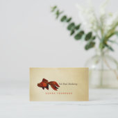 シンプルでエレガントでモダンな金魚の禅のペーパー金ゴールドの魚 名刺 (スタンド正面)