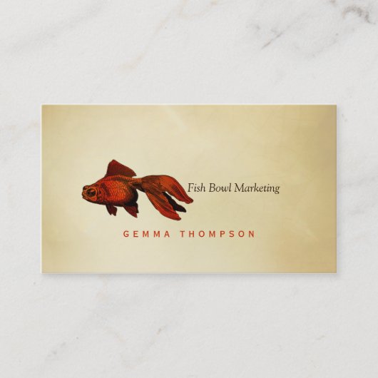 シンプルでエレガントでモダンな金魚の禅のペーパー金ゴールドの魚 名刺 (正面)