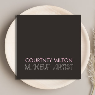 シンプルでエレガントで暗いメーキャップアーティスト スクエア名刺
