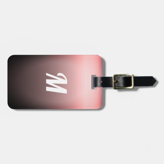 シンプルでエレガントで赤いサングリエのグラデーションなモノグラム ラゲッジタグ (正面横)
