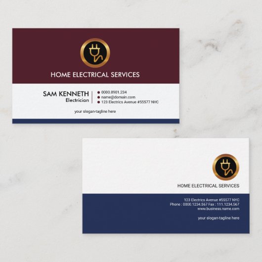 シンプルでエレガントで赤い力の電気の電気技師 名刺 (正面/裏面)