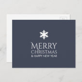 シンプルでエレガントで青い雪片のクリスマス シーズンポストカード (正面/裏面)