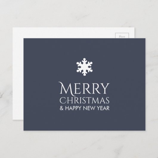 シンプルでエレガントで青い雪片のクリスマス シーズンポストカード (正面/裏面)