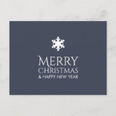 シンプルでエレガントで青い雪片のクリスマス シーズンポストカード (正面)