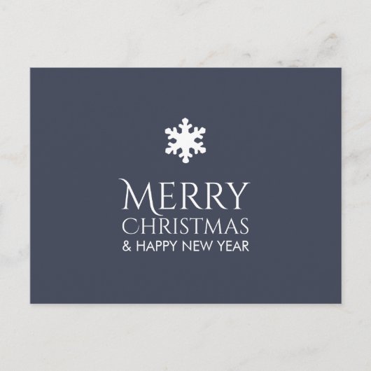 シンプルでエレガントで青い雪片のクリスマス シーズンポストカード (正面)