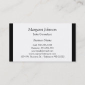 シンプルでエレガントで黒いヴィンテージスクロール花弁のボーダー 名刺 (裏面)