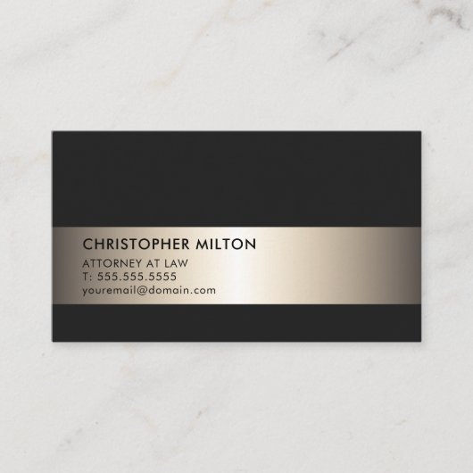 シンプルでエレガントで黒くフェイクな金属のストライプの弁護士 名刺 (正面)