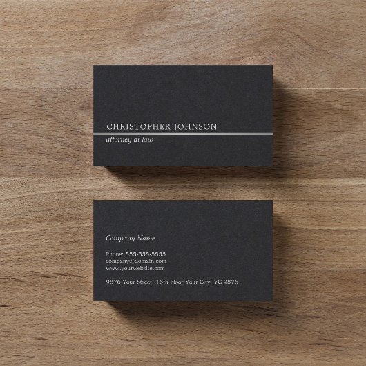 シンプルでエレガントで黒くフェイクな銀製ライン弁護士 名刺