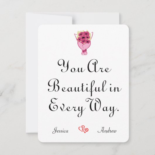 シンプルでエレガントなかわいいバレンタイン、カップルにぴったり ノートカード (正面)