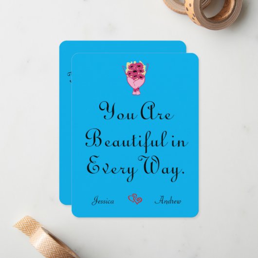 シンプルでエレガントなかわいいバレンタイン、カップルにぴったり ノートカード (正面/裏面インサイチュ)