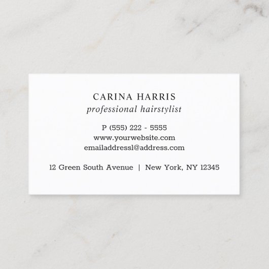 シンプルでエレガントなばら色の金ゴールドホイルの毛 名刺 (裏面)