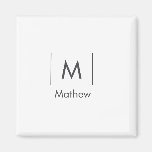 シンプルでエレガントなイニシャル グルームズマン 名前ライン マグネット (正面)