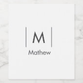 シンプルでエレガントなイニシャル グルームズマン 名前ライン ワインラベル (シングルラベル)