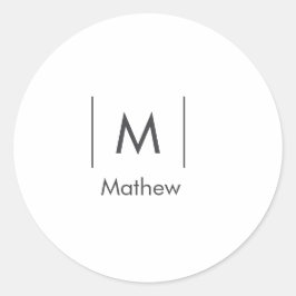 シンプルでエレガントなイニシャル グルームズマン 名前 ラインズ ラウンドシール