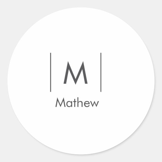 シンプルでエレガントなイニシャル グルームズマン 名前 ラインズ ラウンドシール (正面)