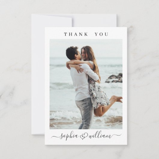 シンプルでエレガントなウェディングシンプルハート2 Photo サンキューカード (正面)