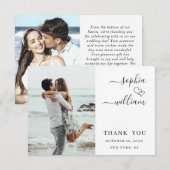 シンプルでエレガントなウェディングシンプルハート2 Photo サンキューカード (正面/裏面)