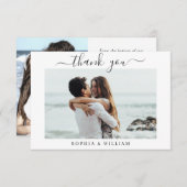 シンプルでエレガントなウェディングシンプルハート2 Photo サンキューカード (正面/裏面)