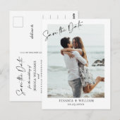 シンプルでエレガントなウェディングシンプル日付写真を保存 ポストカード (正面/裏面)