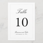 シンプルでエレガントなウェディングテーブル番号カード 招待状 (正面)