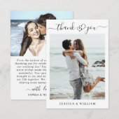 シンプルでエレガントなウェディングハーツ シンプル 2 フォト サンキューカード (正面/裏面)