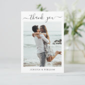シンプルでエレガントなウェディングハートのシンプルフォト サンキューカード (スタンド正面)