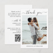 シンプルでエレガントなウェディングハートのシンプルフォト サンキューカード (正面/裏面)