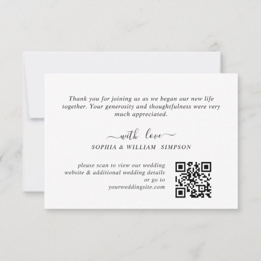 シンプルでエレガントなウェディングハートシンプルの写真 サンキューカード (裏面)