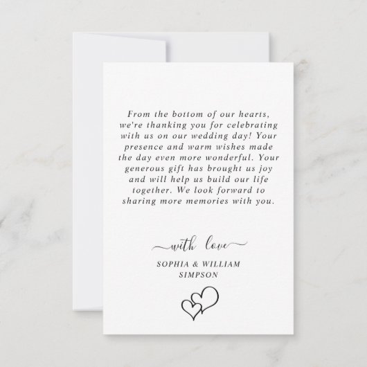シンプルでエレガントなウェディングハートシンプルの写真 サンキューカード (裏面)