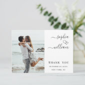 シンプルでエレガントなウェディングハートシンプルの写真 サンキューカード (スタンド正面)