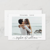 シンプルでエレガントなウェディングハートシンプルの写真 サンキューカード (正面/裏面)