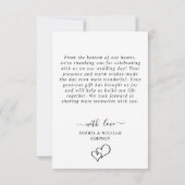 シンプルでエレガントなウェディングハートシンプルの写真 サンキューカード (裏面)