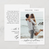 シンプルでエレガントなウェディングハートシンプルの写真 サンキューカード (正面/裏面)