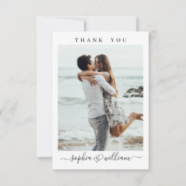 シンプルでエレガントなウェディングハート　シンプルフォト サンキューカード