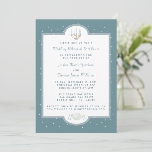 シンプルでエレガントなウェディングリハーサル&ディナー招待状 招待状 (スタンド正面)