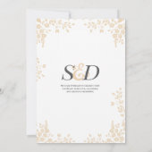 シンプルでエレガントなウェディング招待状 デリケートな葉の装飾付き 招待状 (裏面)