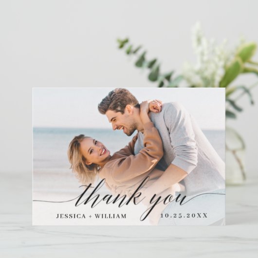シンプルでエレガントなウェディング　シンプルな写真 サンキューカード (スタンド正面)